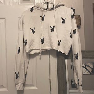 cropped play boy hoodie